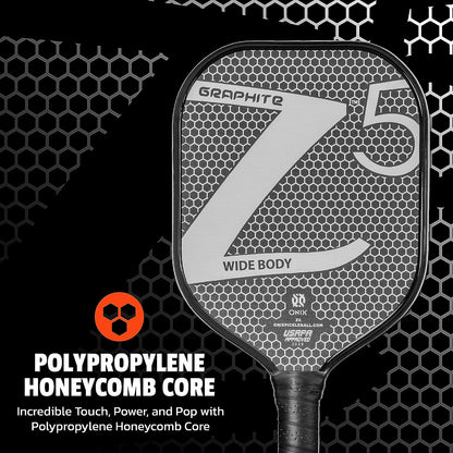 Graphite MOD Z5 Wide-Body Carbon Fiber Pickleball Paddle with Honeycomb Core, Graphite Face, and Ergonomic Cushion Grip