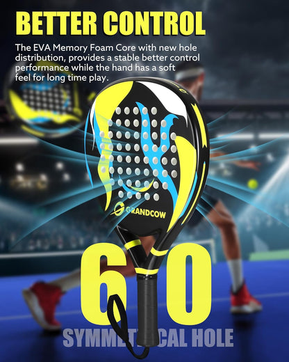 Lightweight Teardrop Padel Racket for Women - Soft EVA Core, Fiberglass Surface, Ideal for Beginner to Intermediate Players, 38mm Arm-Friendly Design