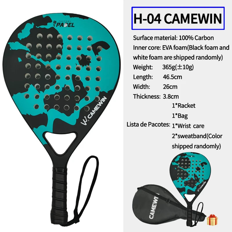 Professional Padel Racket - 100% Carbon Fiber with EVA Elastic Memory Foam Core, Lightweight Design