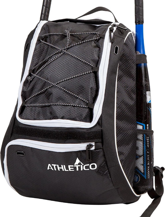 Baseball Bat Backpack - Versatile Gear Bag for Youth and Adults | Accommodates Bat, Helmet, Glove, and Shoes | Features Shoe Compartment and Fence Hook