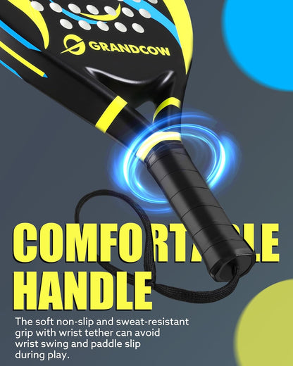 Lightweight Teardrop Padel Racket for Women - Soft EVA Core, Fiberglass Surface, Ideal for Beginner to Intermediate Players, 38mm Arm-Friendly Design