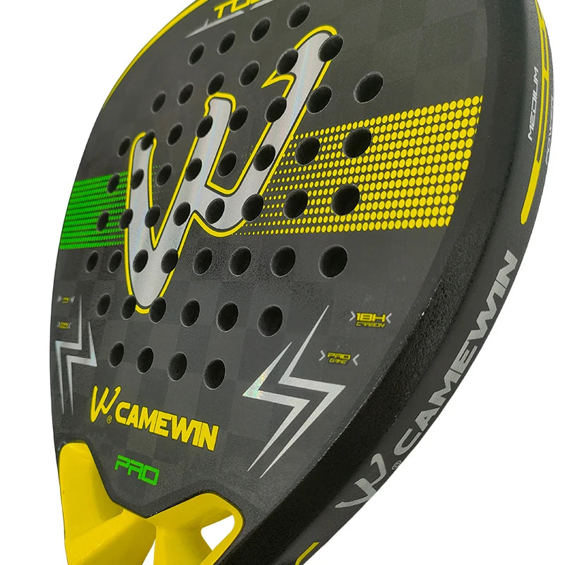 18K Carbon Fiber Padel Racket with EVA Elastic Memory Foam Core - Lightweight Tennis Paddle