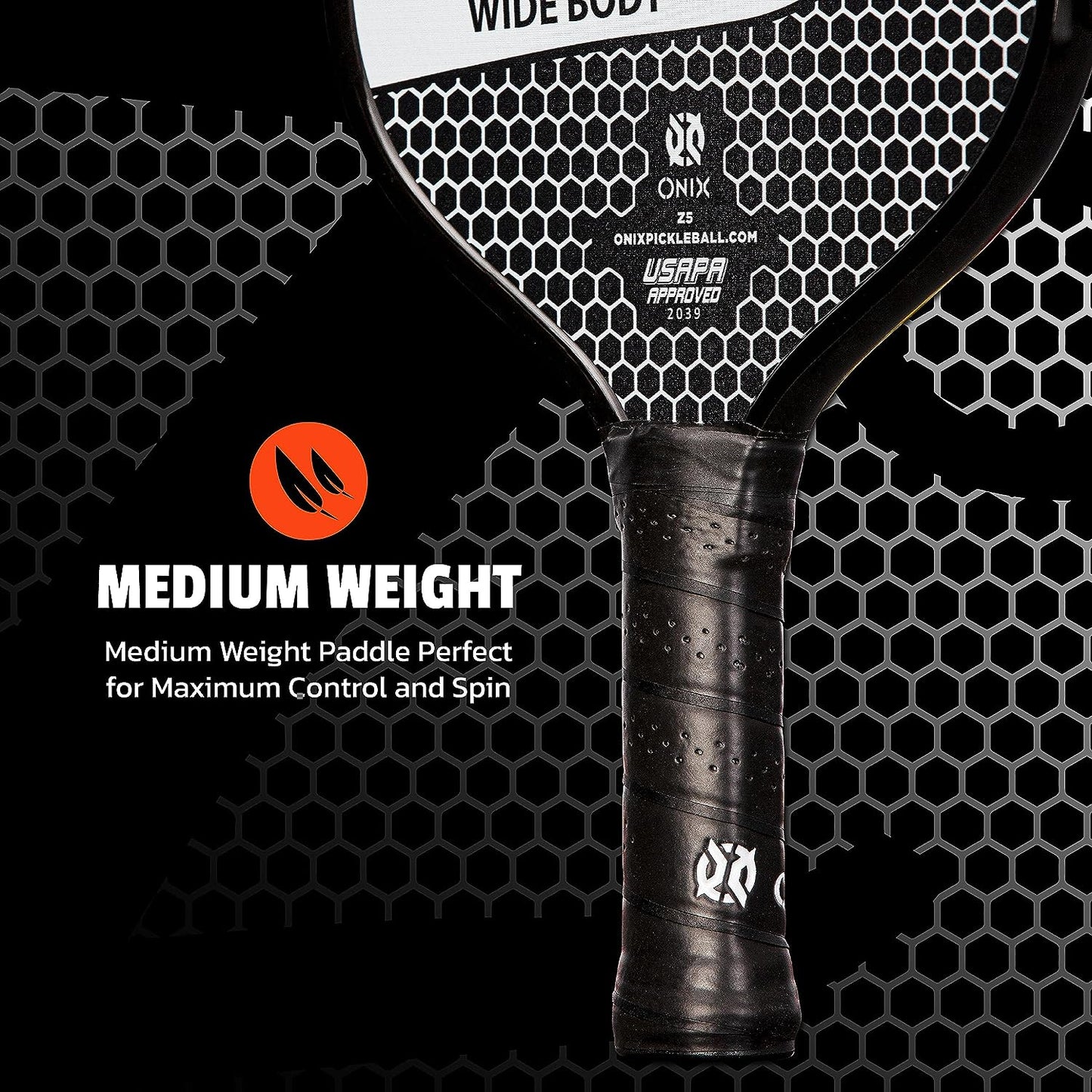 Graphite MOD Z5 Wide-Body Carbon Fiber Pickleball Paddle with Honeycomb Core, Graphite Face, and Ergonomic Cushion Grip