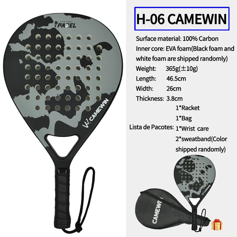 Professional Padel Racket - 100% Carbon Fiber with EVA Elastic Memory Foam Core, Lightweight Design