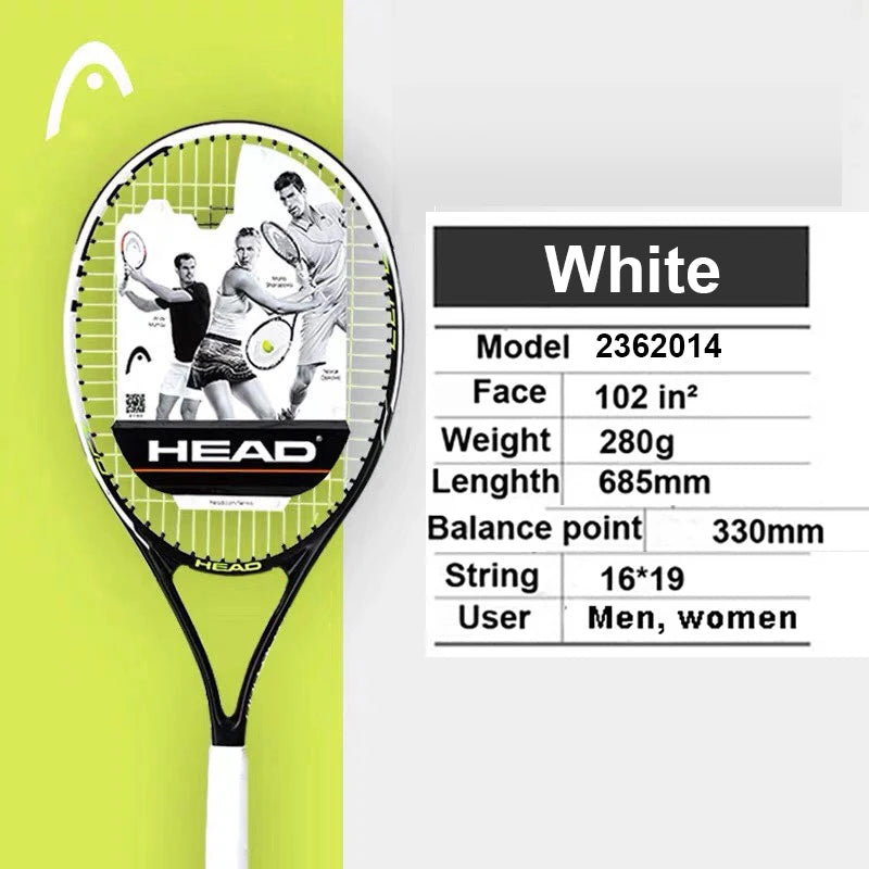 Professional Carbon Tennis Racket in Black with Bag, Overgrip, and Dampener - Model 414