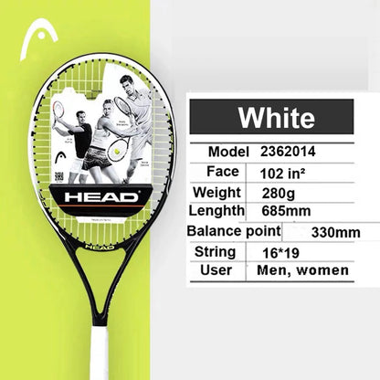 Professional Carbon Tennis Racket in Black with Bag, Overgrip, and Dampener - Model 414