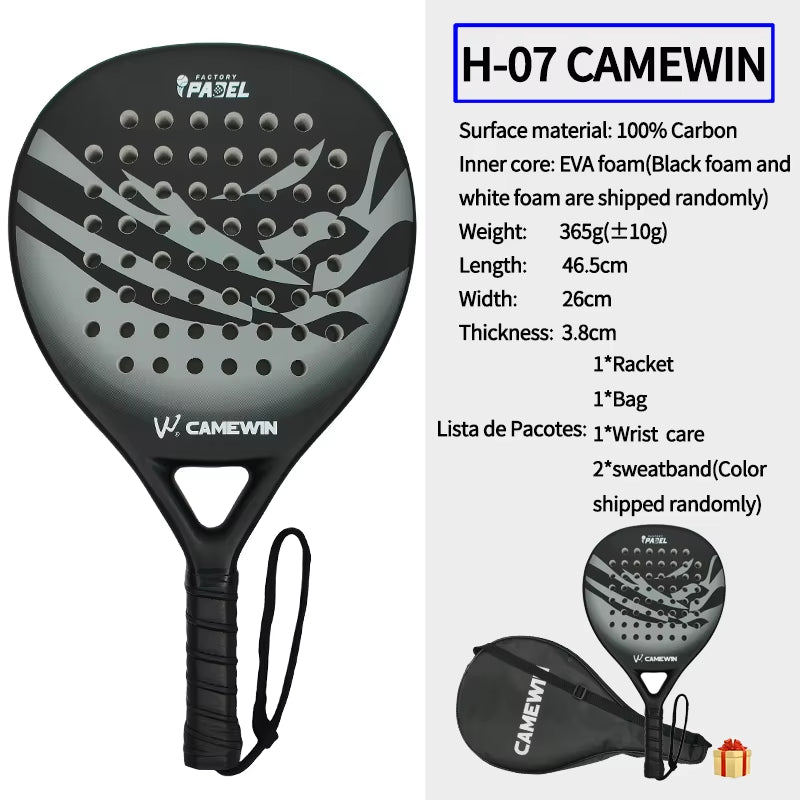 Premium 100% Carbon Fiber Padel Racket with EVA Elastic Memory Foam Core - Lightweight and Durable Tennis Paddle