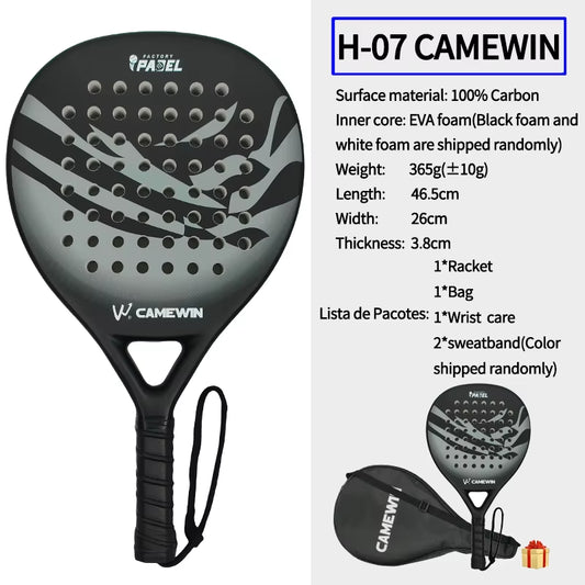Premium 100% Carbon Fiber Padel Racket with EVA Elastic Memory Foam Core - Lightweight and Durable Tennis Paddle