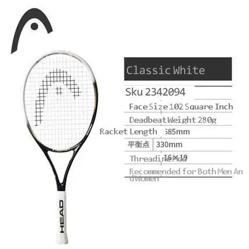 Professional Carbon Tennis Racket in Black with Bag, Overgrip, and Dampener - Model 414