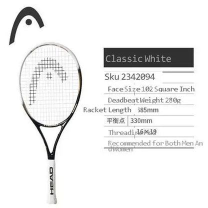 Professional Carbon Tennis Racket in Black with Bag, Overgrip, and Dampener - Model 414