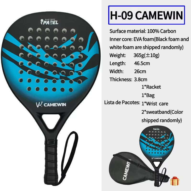 Premium 100% Carbon Fiber Padel Racket with EVA Elastic Memory Foam Core - Lightweight and Durable Tennis Paddle