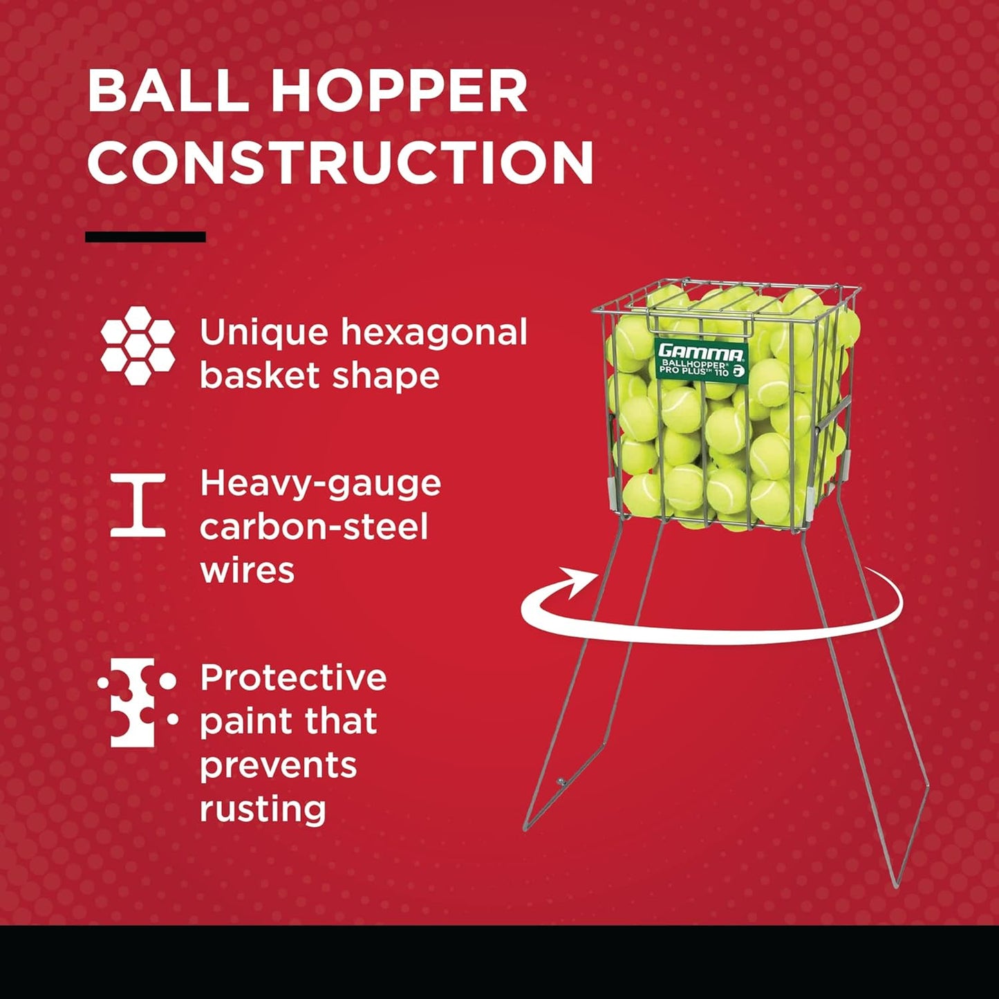 Ballhopper Hi Rise with Wheels - Durable and Convenient Tennis, Pickleball, and Padel Hoppers in Multiple Colors with Portable Design