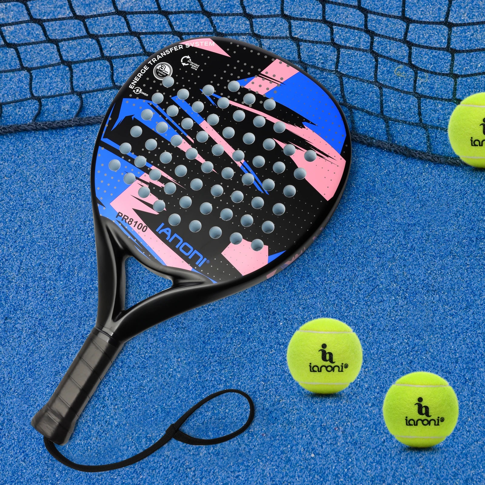 Carbon Fiber Padel Racket with EVA Memory Flex Foam Core - Lightweight Tennis Racquet