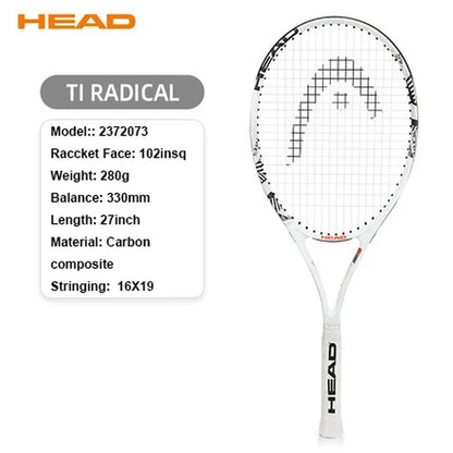 Professional Carbon Tennis Racket in Black with Bag, Overgrip, and Dampener - Model 414