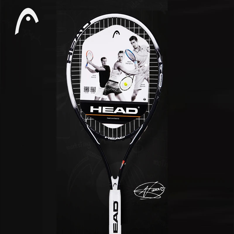 Professional Carbon Tennis Racket in Black with Bag, Overgrip, and Dampener - Model 414