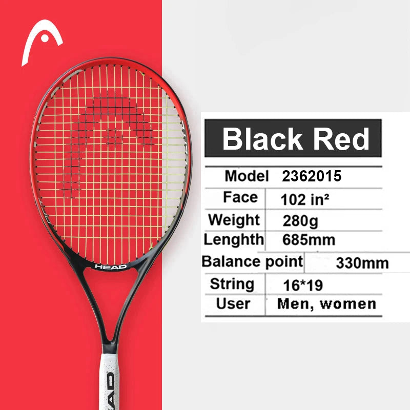 Professional Carbon Tennis Racket in Black with Bag, Overgrip, and Dampener - Model 414