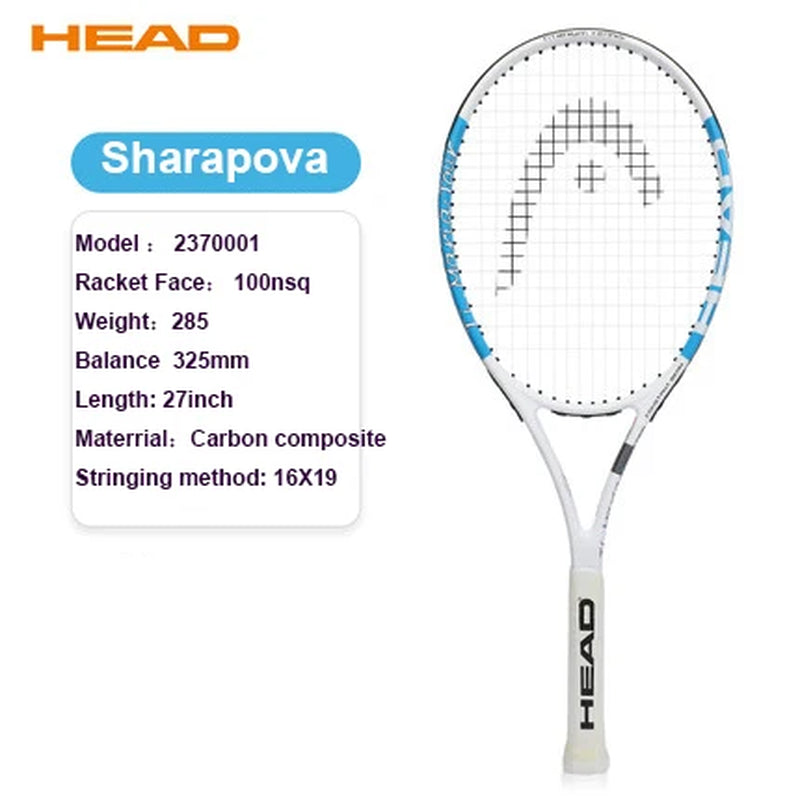 Professional Carbon Tennis Racket in Black with Bag, Overgrip, and Dampener - Model 414
