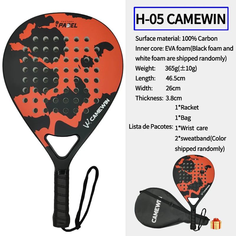 Professional Padel Racket - 100% Carbon Fiber with EVA Elastic Memory Foam Core, Lightweight Design