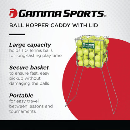 Ballhopper Hi Rise with Wheels - Durable and Convenient Tennis, Pickleball, and Padel Hoppers in Multiple Colors with Portable Design
