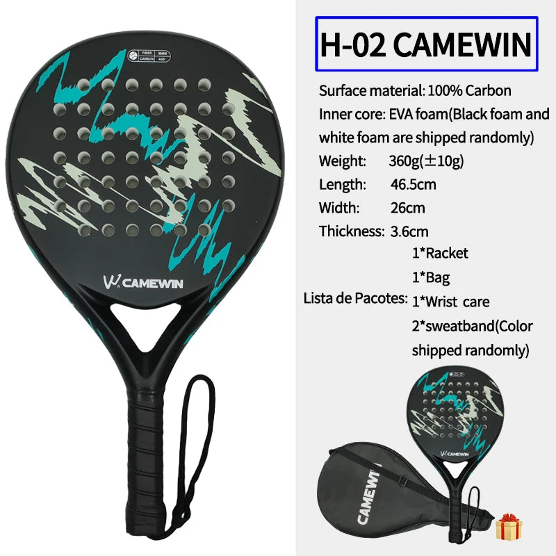 Professional Padel Racket - 100% Carbon Fiber with EVA Elastic Memory Foam Core, Lightweight Design