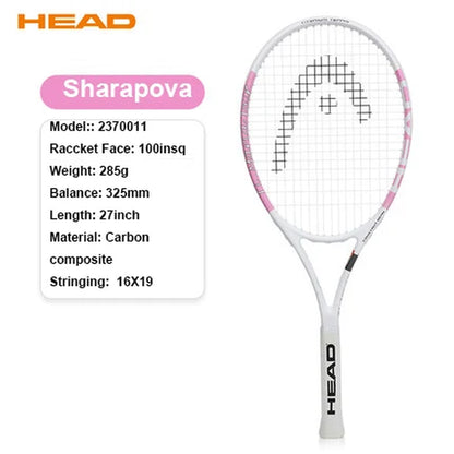Professional Carbon Tennis Racket in Black with Bag, Overgrip, and Dampener - Model 414