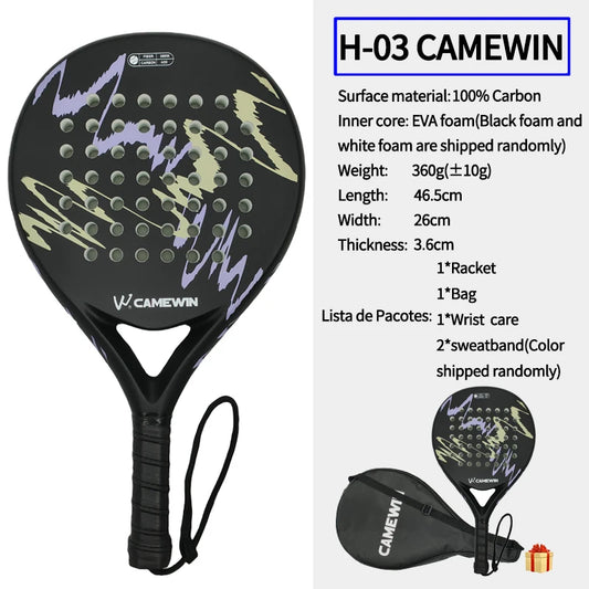 Professional Padel Racket - 100% Carbon Fiber with EVA Elastic Memory Foam Core, Lightweight Design