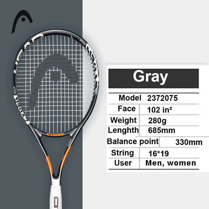 Professional Carbon Tennis Racket in Black with Bag, Overgrip, and Dampener - Model 414