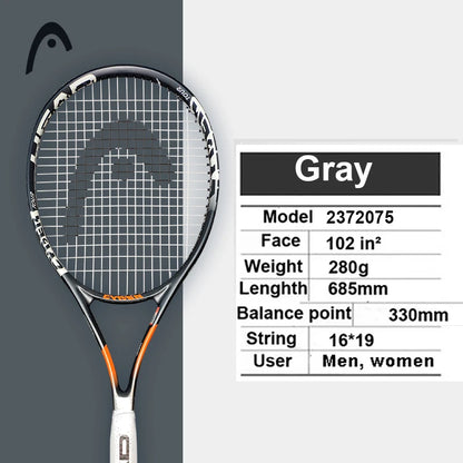 Professional Carbon Tennis Racket in Black with Bag, Overgrip, and Dampener - Model 414