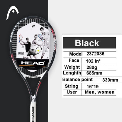 Professional Carbon Tennis Racket in Black with Bag, Overgrip, and Dampener - Model 414