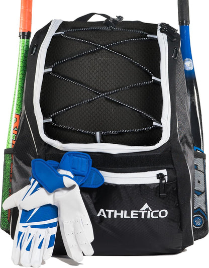Baseball Bat Backpack - Versatile Gear Bag for Youth and Adults | Accommodates Bat, Helmet, Glove, and Shoes | Features Shoe Compartment and Fence Hook