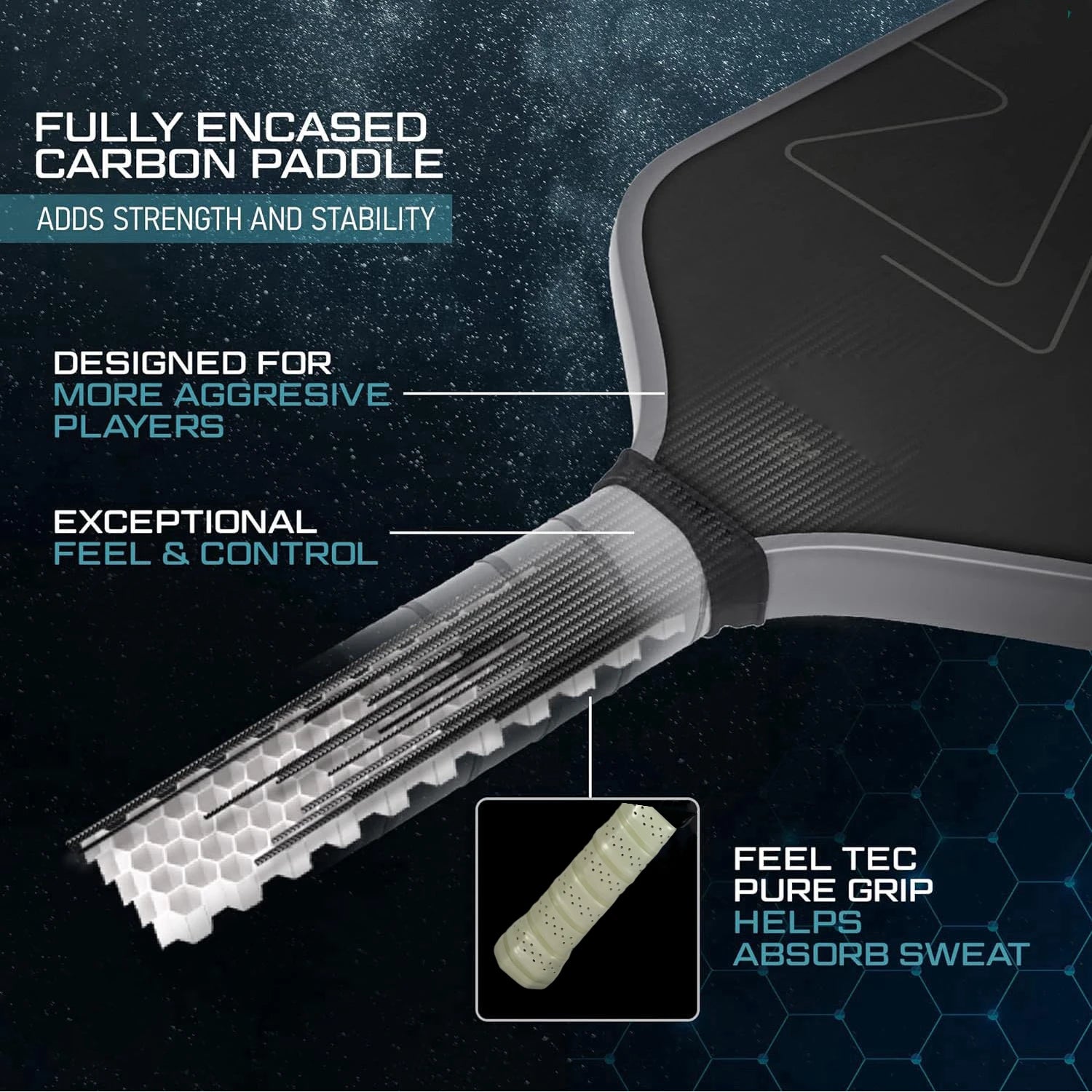 T700 Raw Carbon Fiber Pickleball Paddle for Professionals - Enhanced Power, Spin, and Control with Carbon Friction Surface and Polymer Honeycomb Core (16MM)