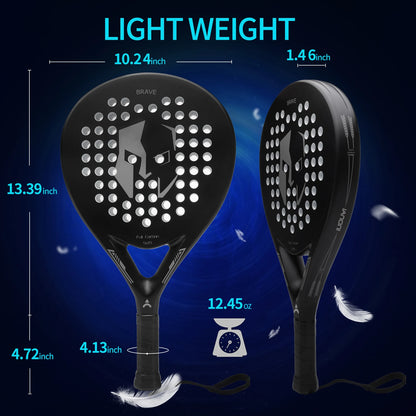 Carbon Fiber Padel Tennis Rackets with EVA Memory Flex Foam Core - Lightweight Paddle Racquets for Pop Tennis