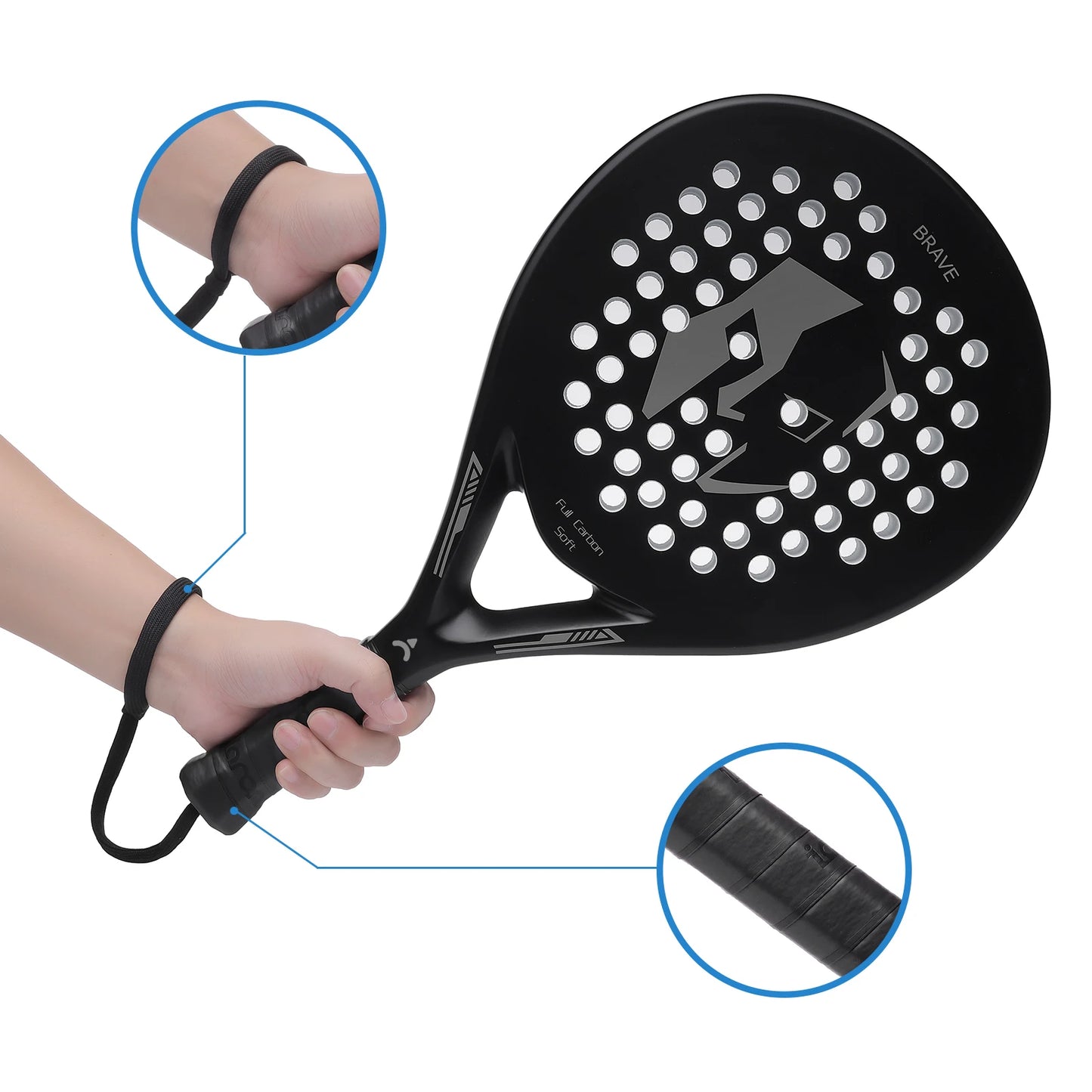 Carbon Fiber Padel Tennis Rackets with EVA Memory Flex Foam Core - Lightweight Paddle Racquets for Pop Tennis
